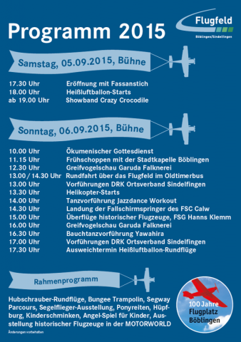 Flugfeld Hocketse PROGRAMM 2015