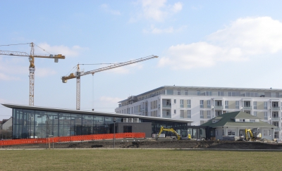 Der Anbau an das historische Empfangsgebäude des ehemaligen Flughafens ist eines der aktuellen Bauprojekte