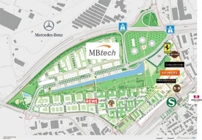 Übersichtsplan Flugfeld Böblingen/Sindelfingen mit Lage des künftigen MBtech-Hauptsitzes 
